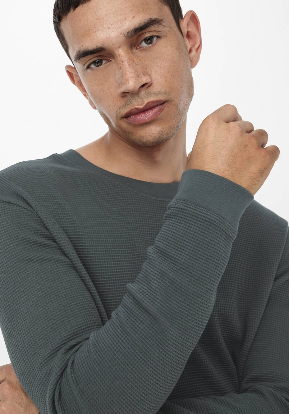 Waffelpiqué-Pullover Regular aus reiner Bio-Baumwolle