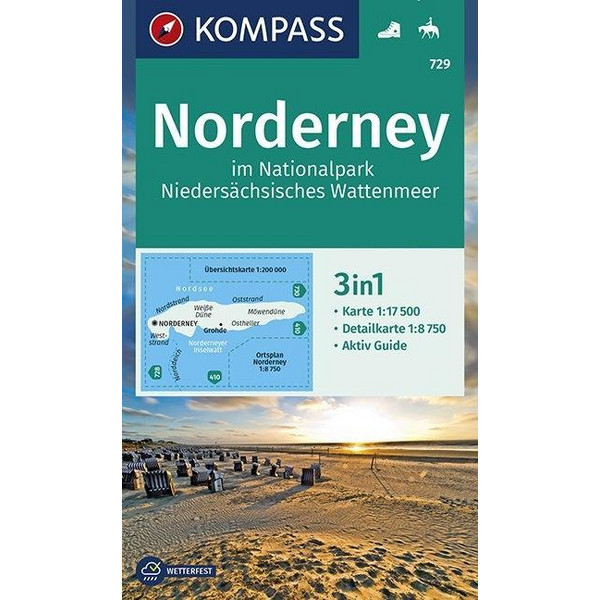 KOMPASS Wanderkarte Norderney im Nationalpark Niedersächsisches Wattenmeer 1:17 500 - Wanderkarte