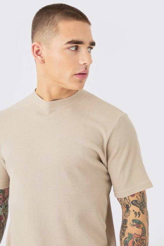 Slim-Fit T-Shirt & Cargo-Shorts in Waffeloptik