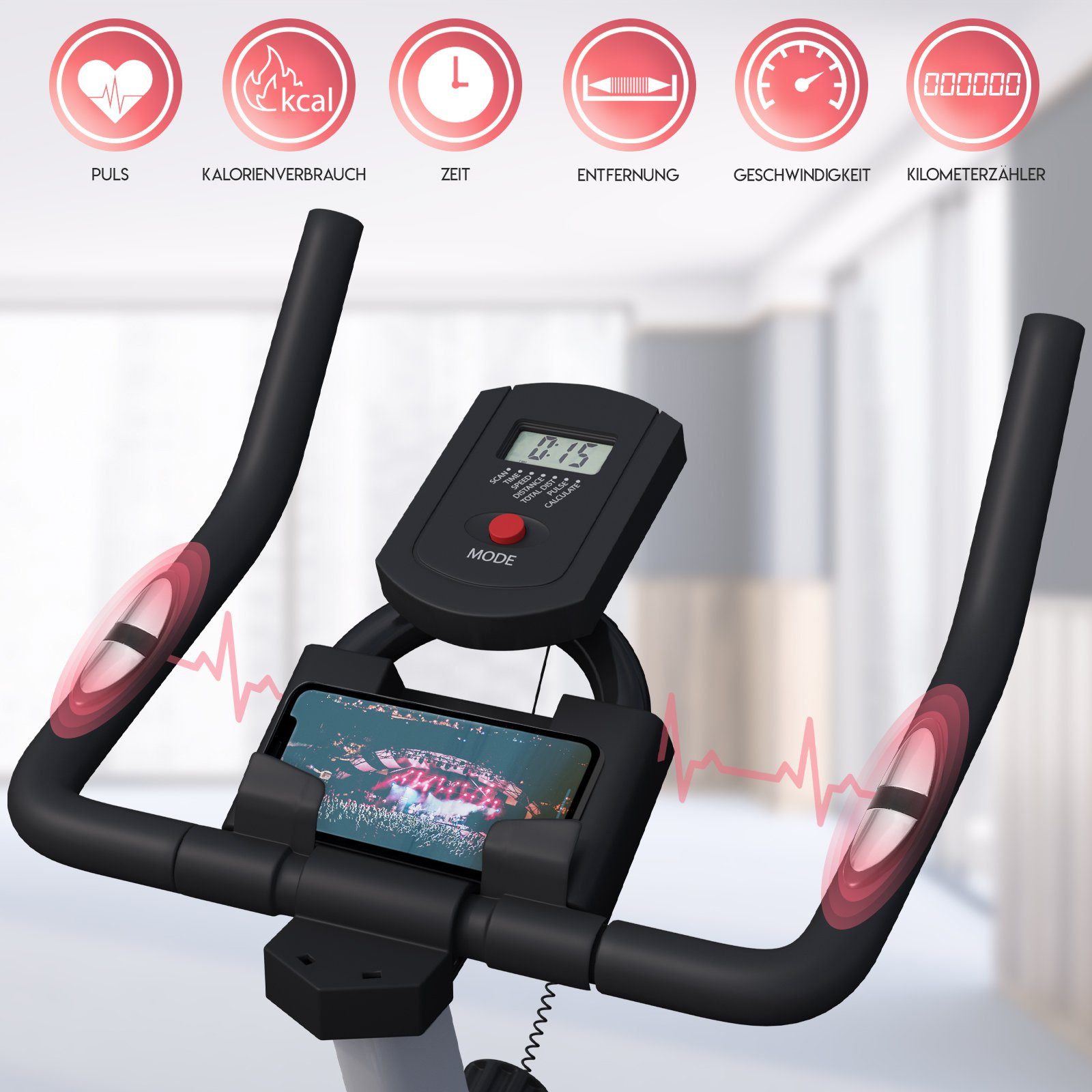 Physionics Heimtrainer Fahrrad Home Indoor Ergometer Cycling Trimmrad Speedbike