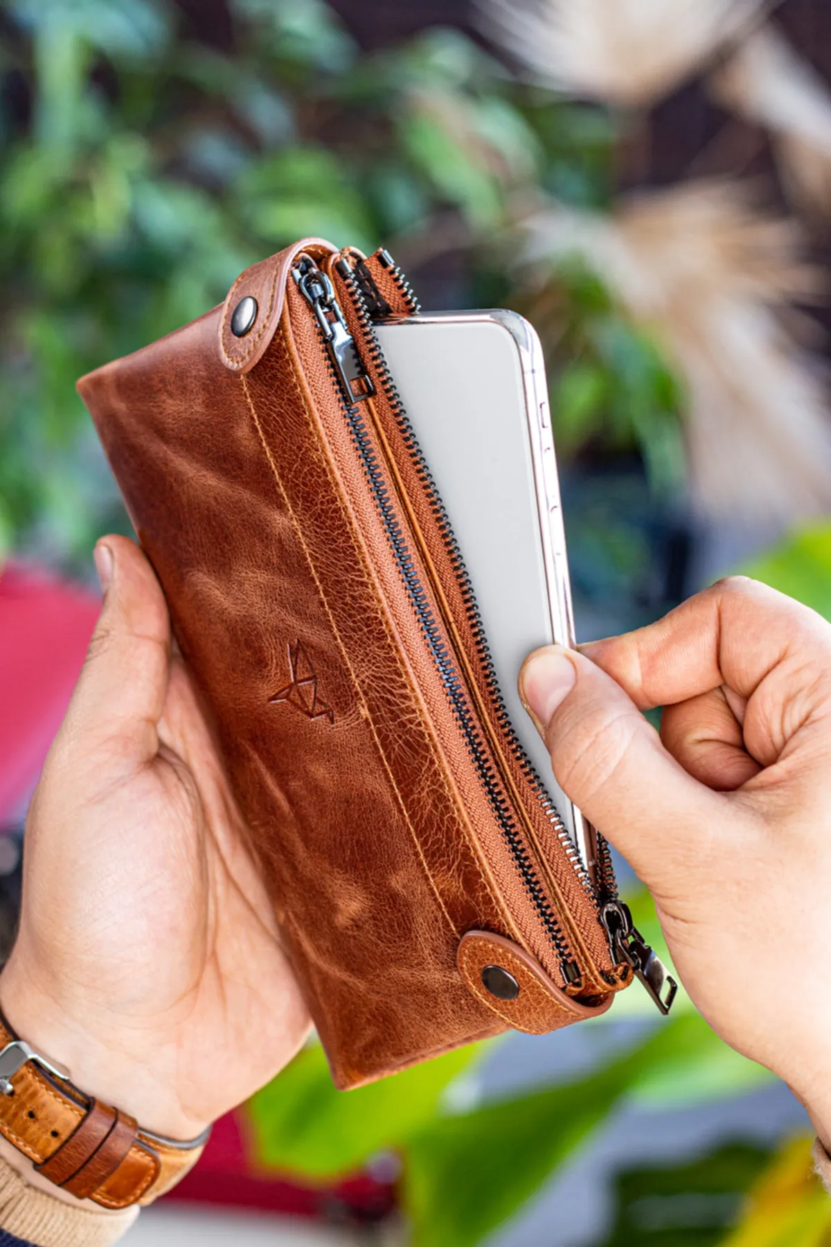 Garbalia  Unisex Tan Portfolio-Geldbörse