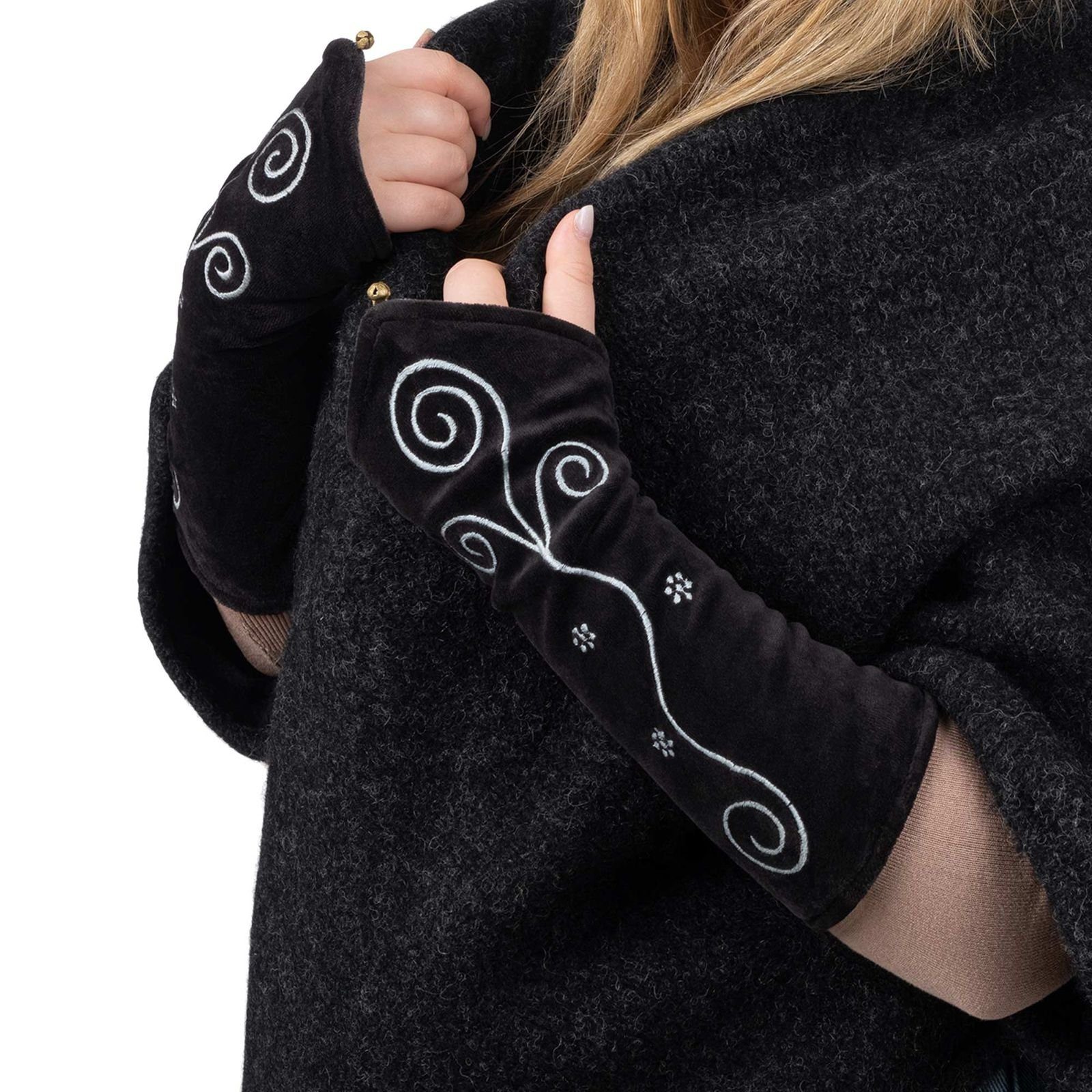 KUNST UND MAGIE Armstulpen Samt Stulpen Armstulpen Handwärmer Pulswärmer Handschuhe Boho Armlinge
