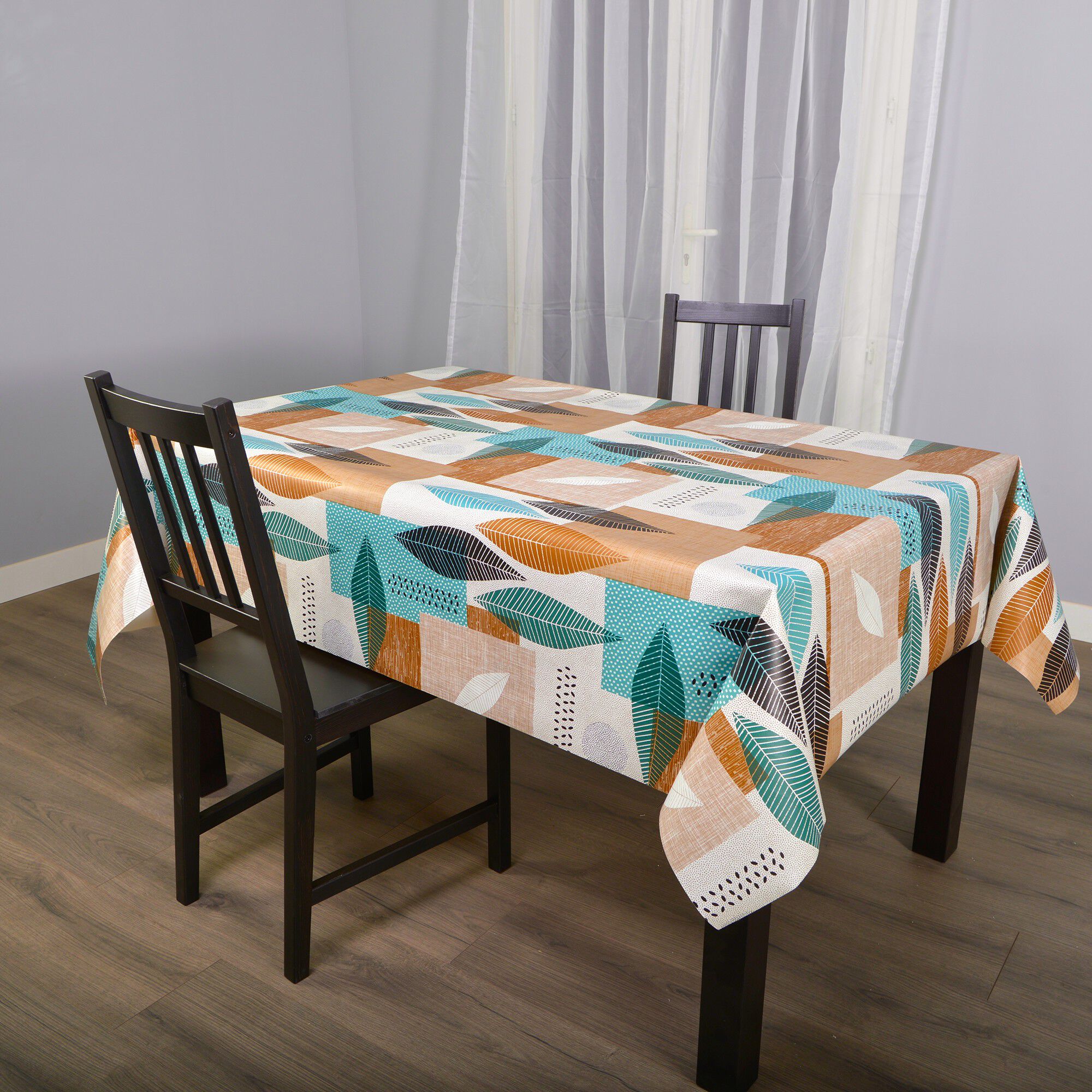 Nappe toile cirée imprimé patch feuilles
