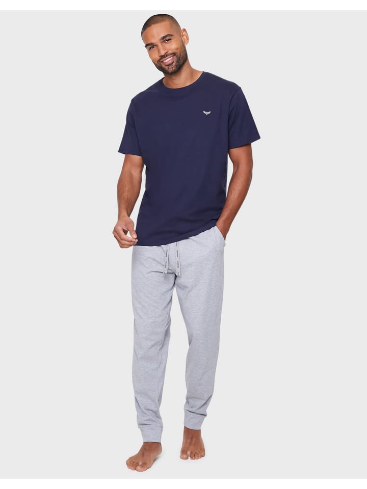 Threadbare Schlafanzug Ledger PJ Set in Navy / Grey Marl günstig kaufen