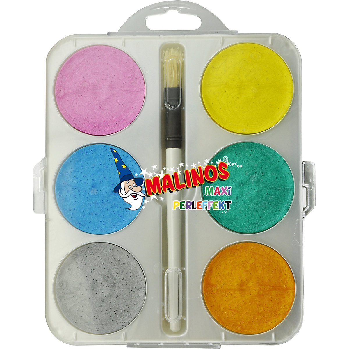 Malkasten Maxi Perleffekt, 6 Farben, inkl. Borstenpinsel