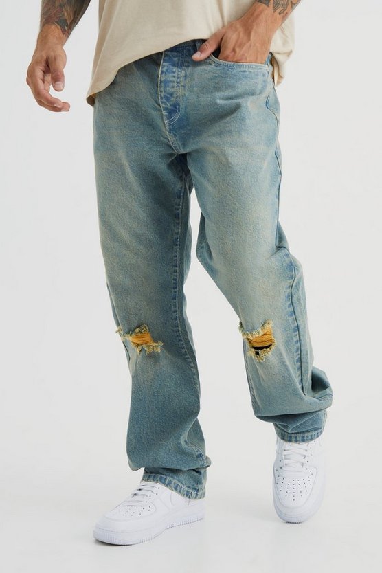 Lockere Jeans mit Riss am Knie
