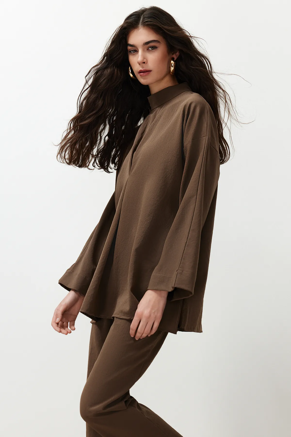 Trendyol Modest  Geräucherter Kragen, detailliert gewebtes Aerobin-Unterteil, Oberteil-Set TCTSS24US00055