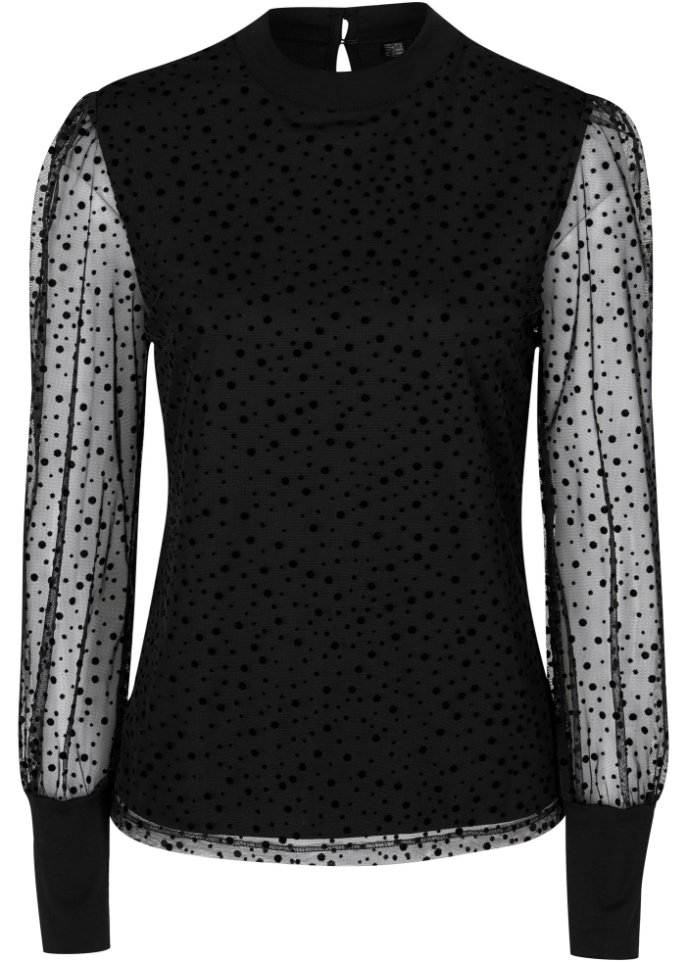Langarmshirt aus Mesh mit Punkten