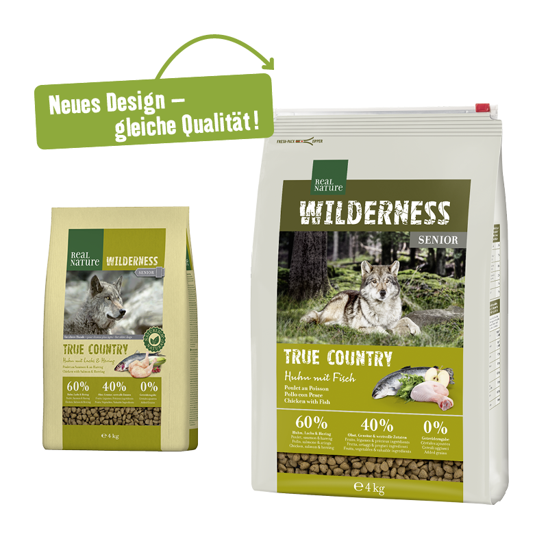 REAL NATURE Hundetrockenfutter REAL NATURE WILDERNESS Senior True Country Huhn mit Fisch 4 kg