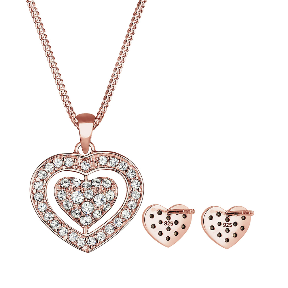 Elli Elli Ensemble de Bijoux Herz Kristalle Pretty 925 Silber Bijoux