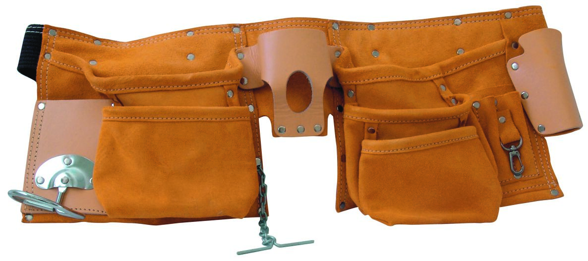 Kaufmann 5343001 Werkzeuggürtel aus Leder mit 5 Fächern und Gürtel