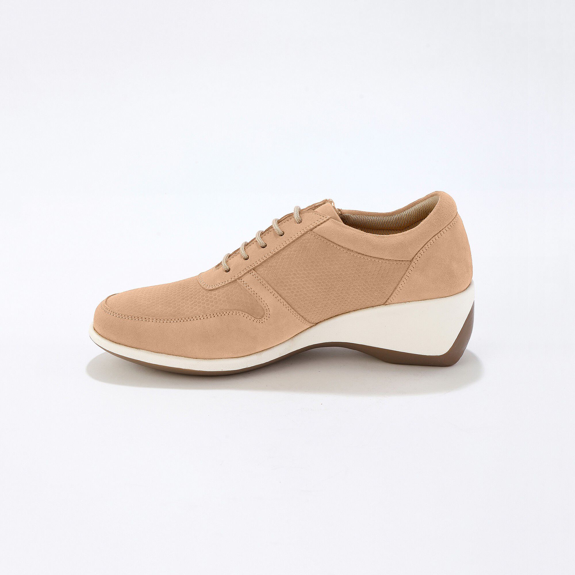 Baskets zippées compensées en cuir femme