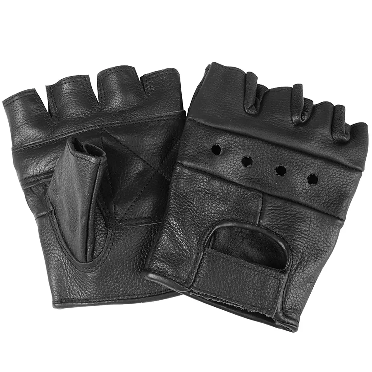 Biker Fingerlinge, Lederhandschuhe ohne Nieten