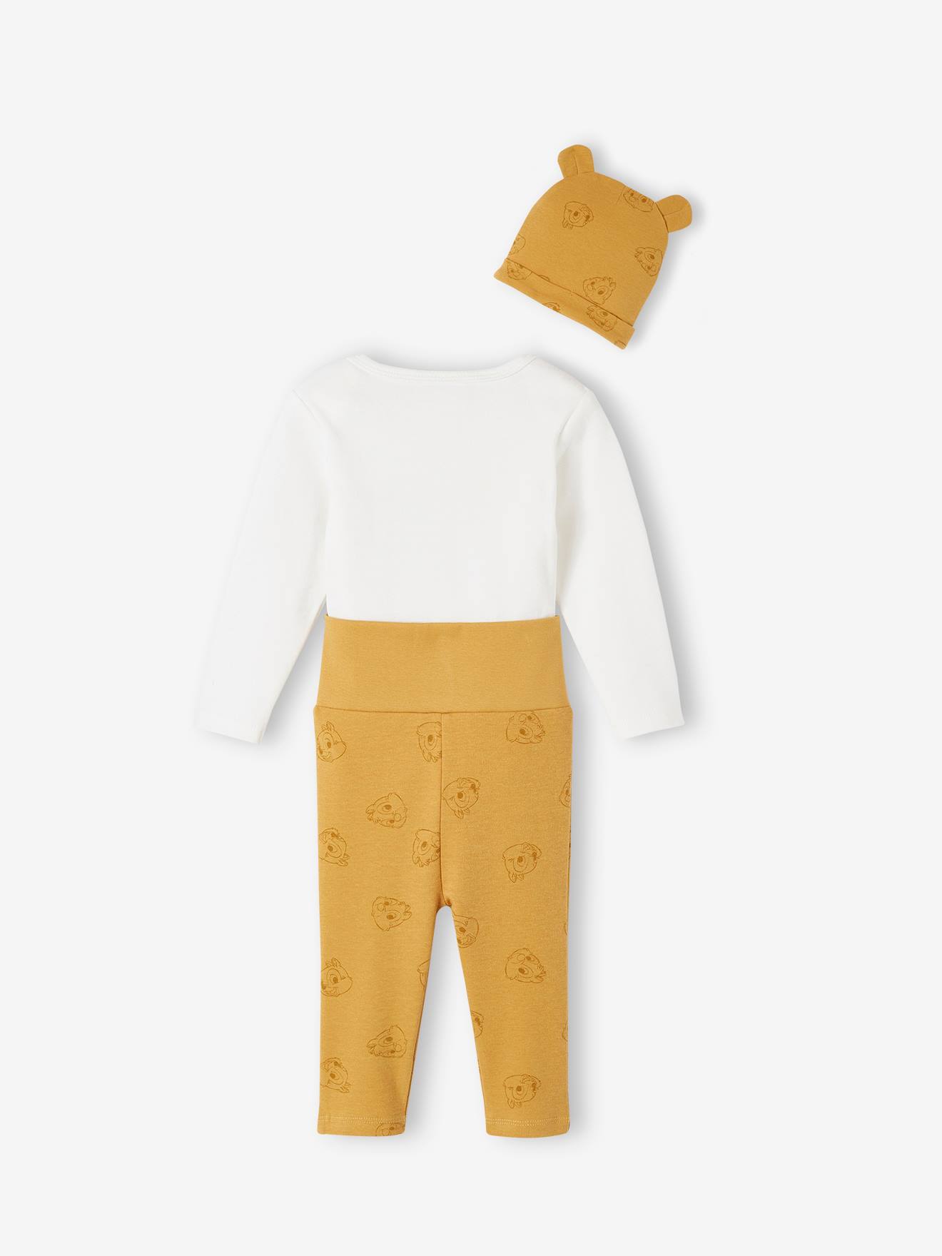 Disney Baby-Set Disney Animals: Body, Leggings & Mütze - senfgelb