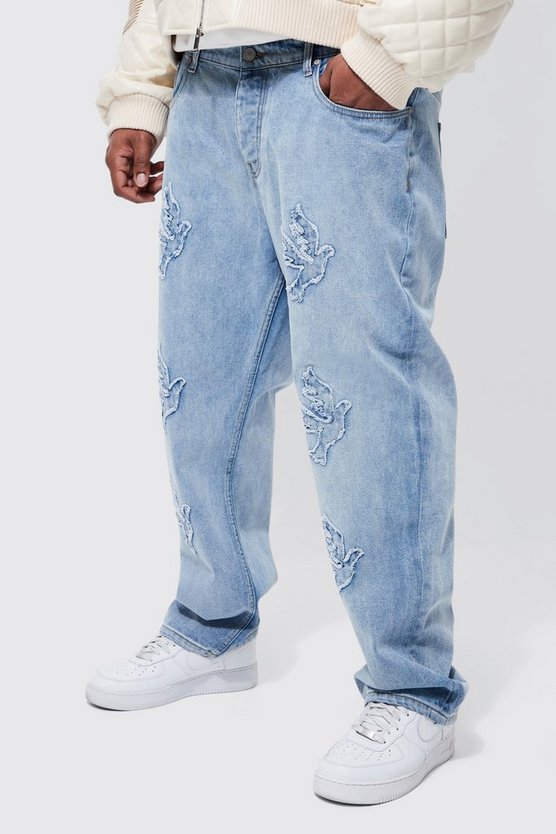 Plus gerade Jeans mit Applikation