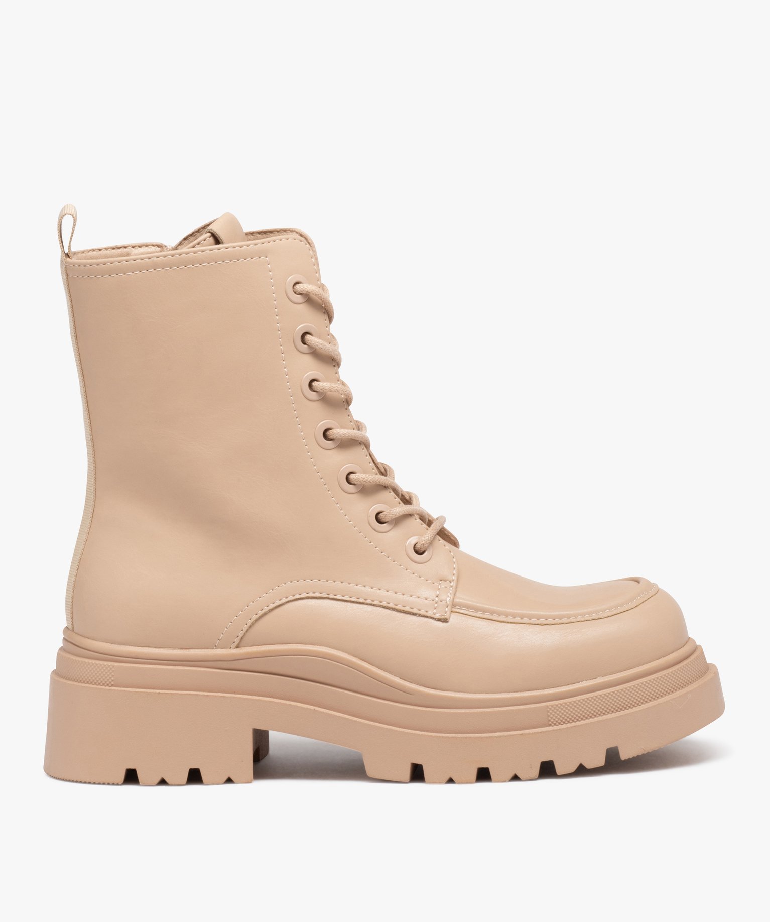 Boots doublés sur semelle crantée femme beige | GEMO