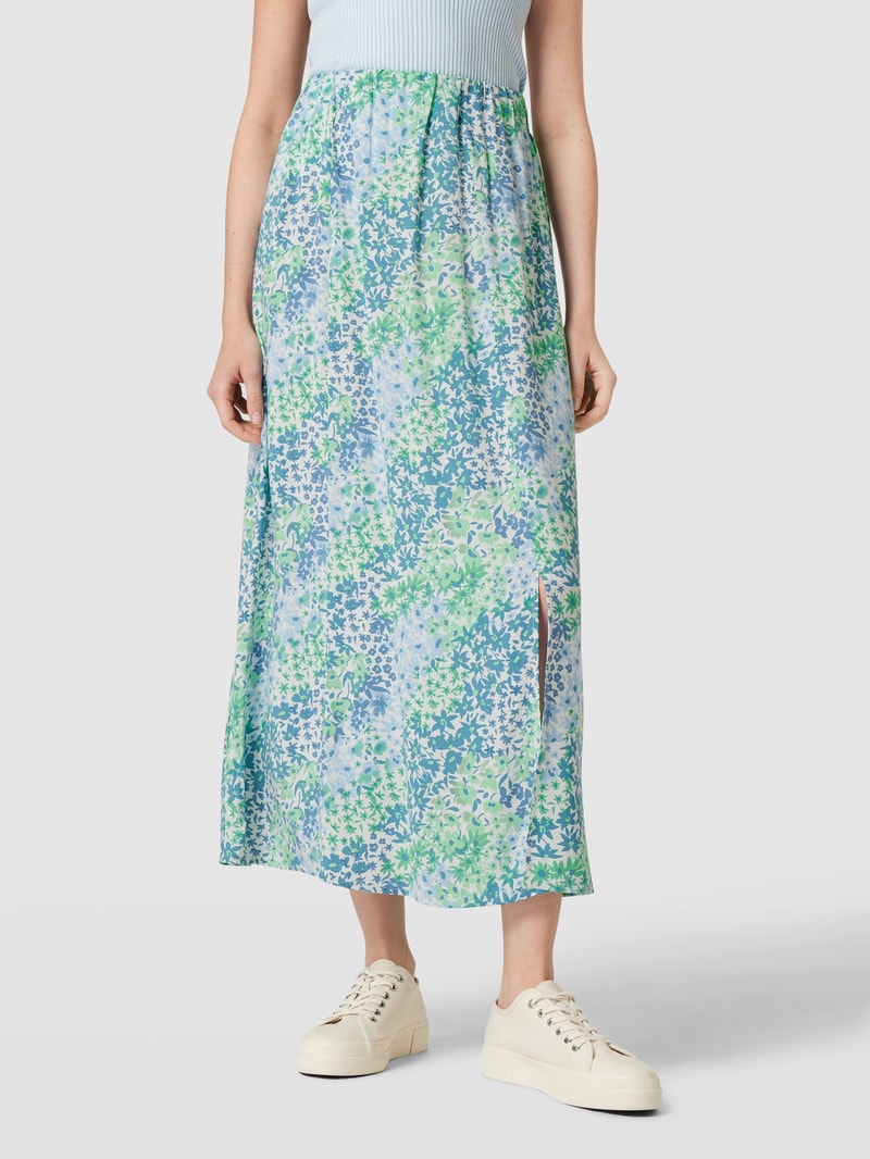 Maxirock aus reiner Viskose mit Allover-Muster Modell 'Joella' in ozean blau