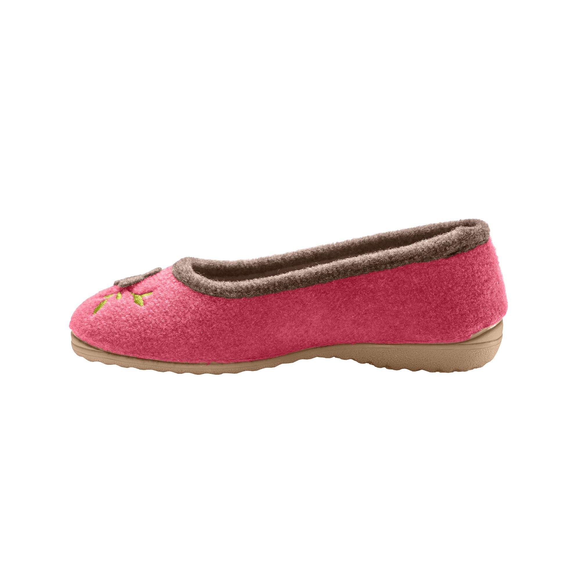 Chaussons ballerines feutrine avec fleur appliquée