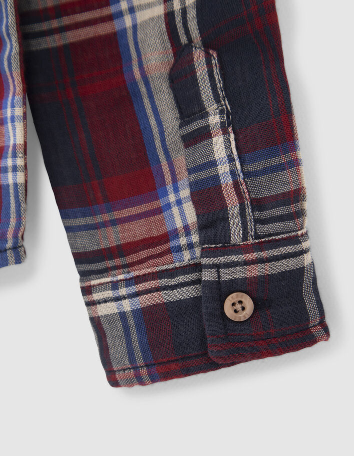 Chemise rouge mix carreaux capuche amovible garçon