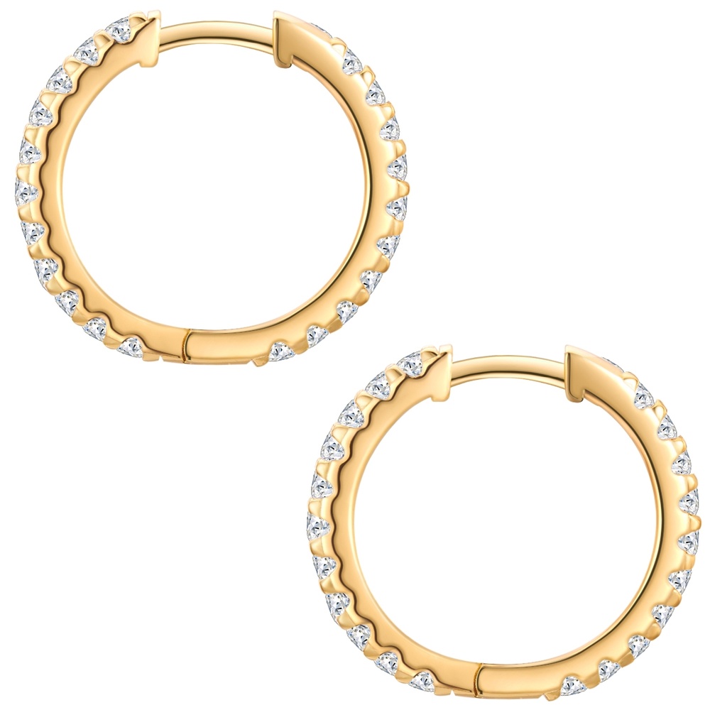 Trilani Boucles doreilles Argent sterling Oxyde de zirconium (CZ) en Or jaune Boucles d'oreilles