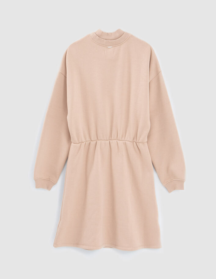 Robe sweat beige taille élastiquée fille