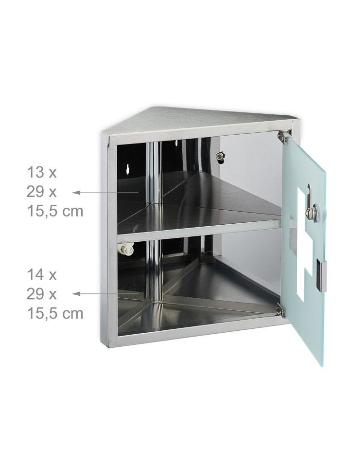 relaxdays Medizinschrank in Silber - (B)30 x (H)30 x (T)17,5 cm günstig kaufen onesize