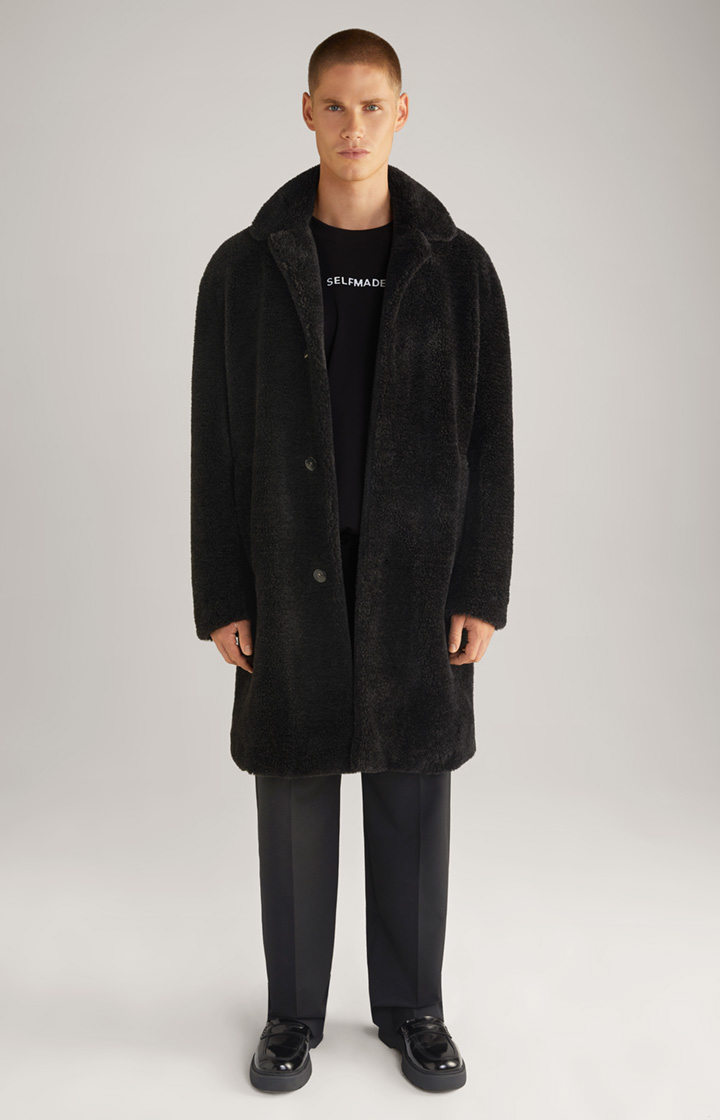 Unisex-Teddyfellmantel in Schwarz