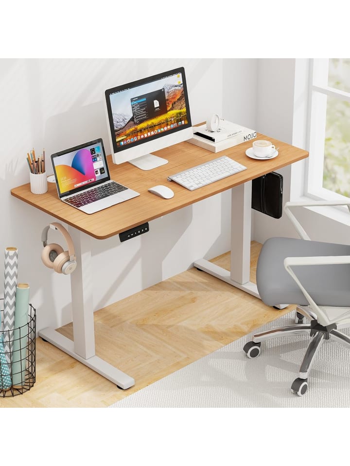 COSTWAY Stehschreibtisch 120x60cm elektrisch Höhenverstellbar in Beige günstig kaufen onesize