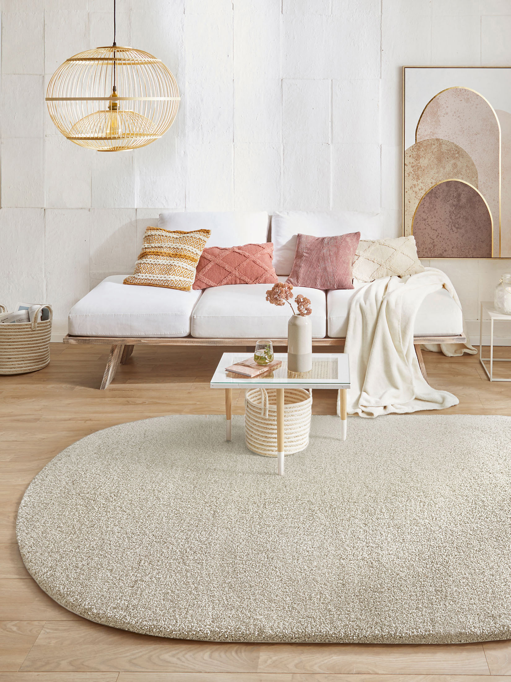 Lounge Hochflor-Teppich, Hellbeige