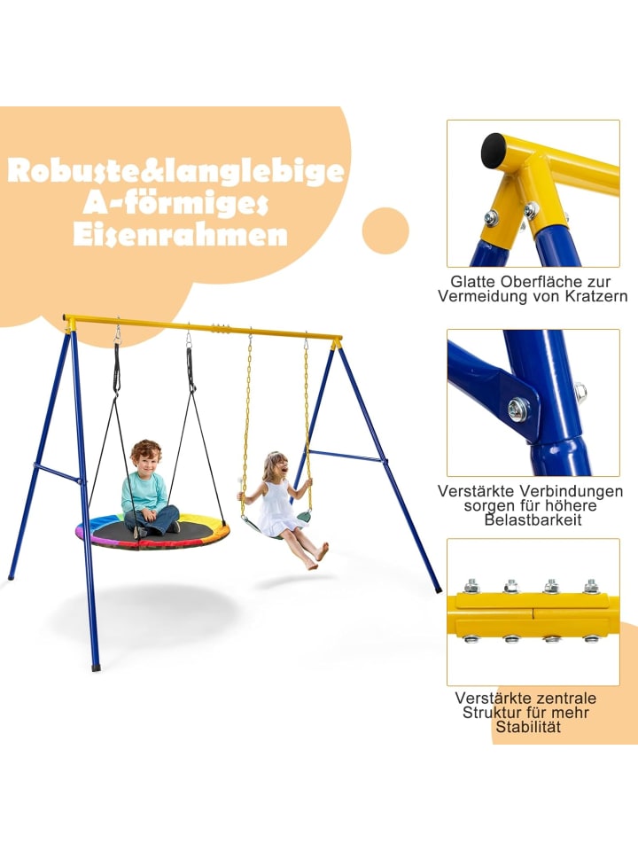 COSTWAY Doppelschaukel mit Gestell in Bunt günstig kaufen onesize
