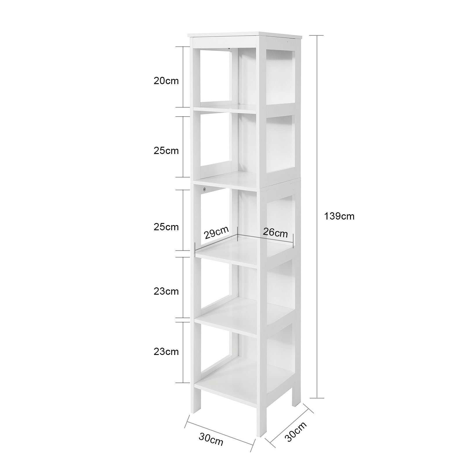 SoBuy Badregal BZR14, Bad-Hochschrank mit 5 Ablagen Standregal Aufbewahrungsregal