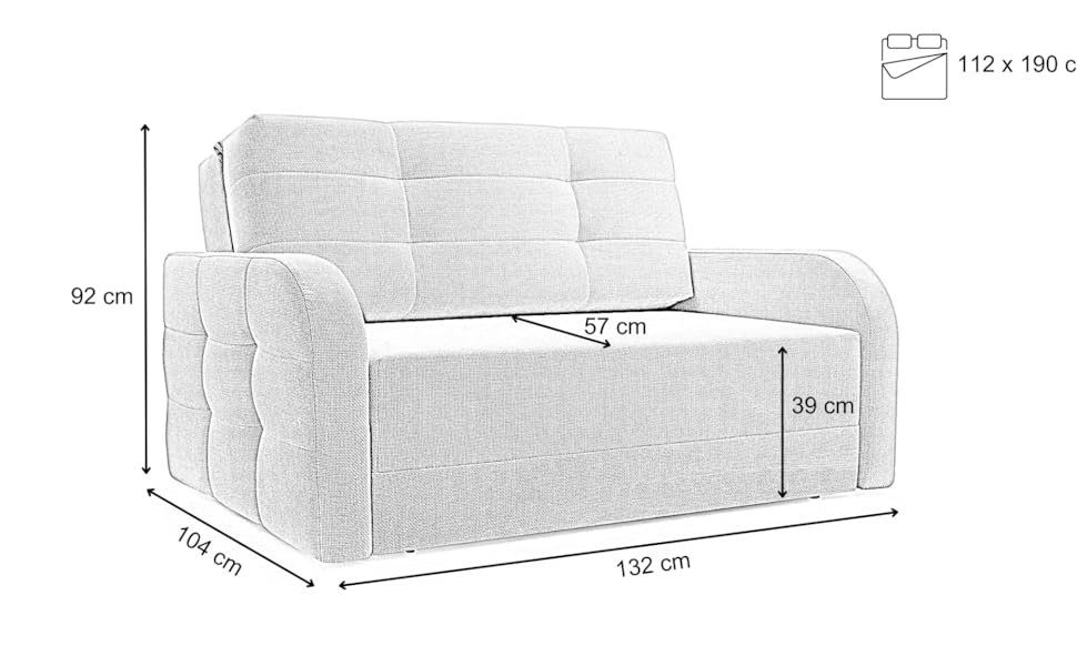 MOEBLO Kindersofa Porto 120, Schlafsessel Sofa Sessel, mit Schlaffunktion, mit Bettkasten
