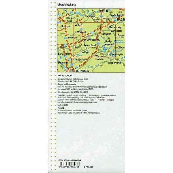 Nordrhein-Westfalen Wanderkarte 11 Wuppertal und Umgebung 1  : 25 000 - Wanderkarte