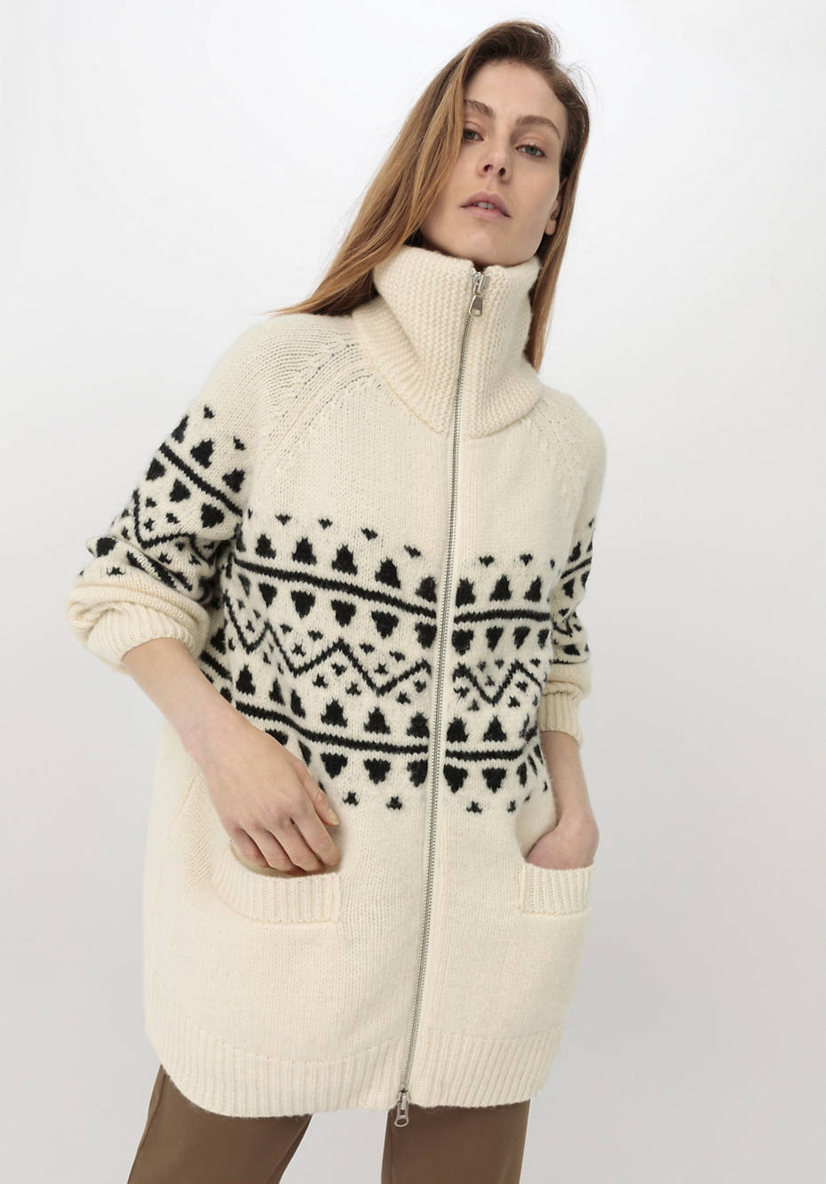 Norweger-Strickjacke aus Merinowolle mit Alpaka