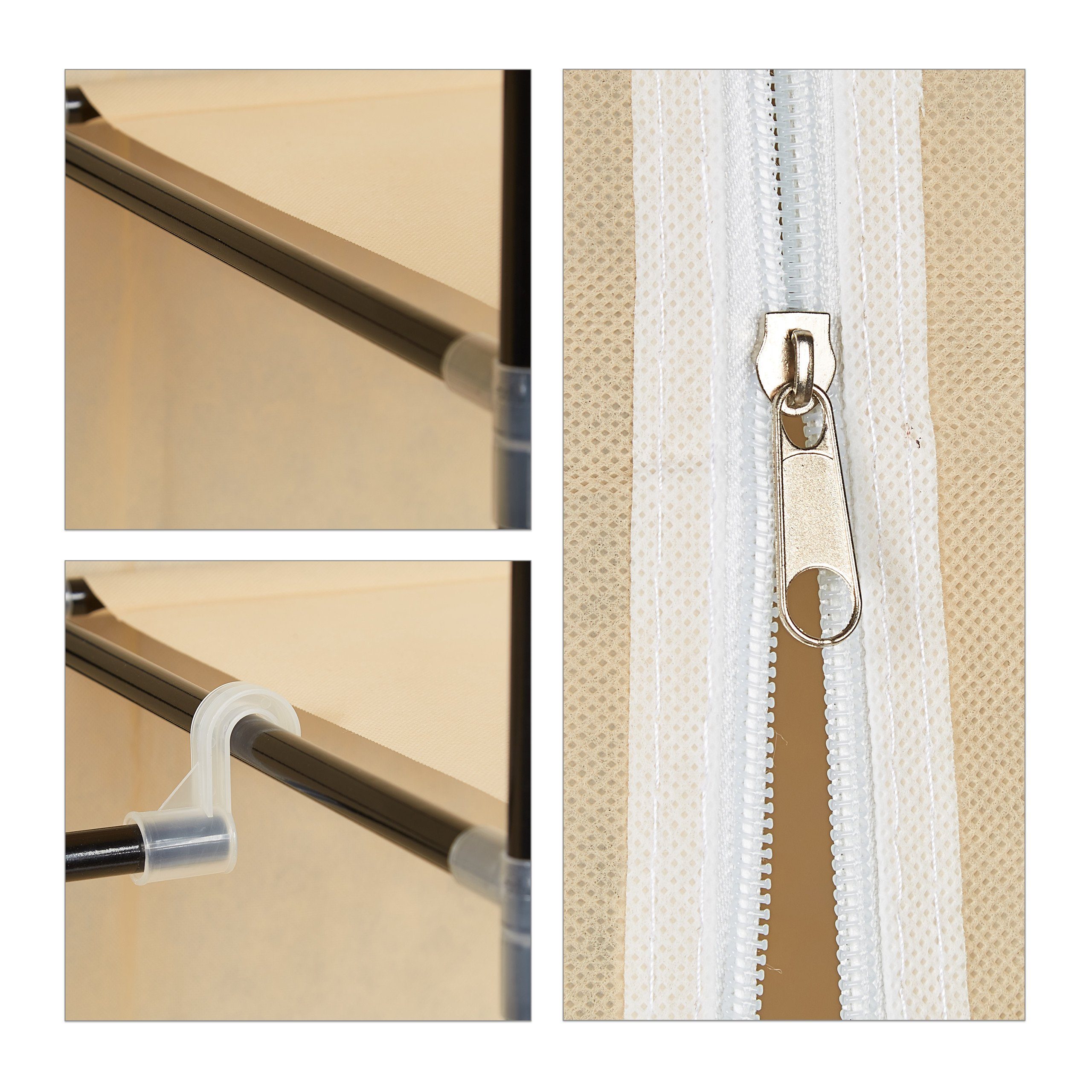 relaxdays Stoffschrank Stoffkleiderschrank XXL mit 9 Böden Beige
