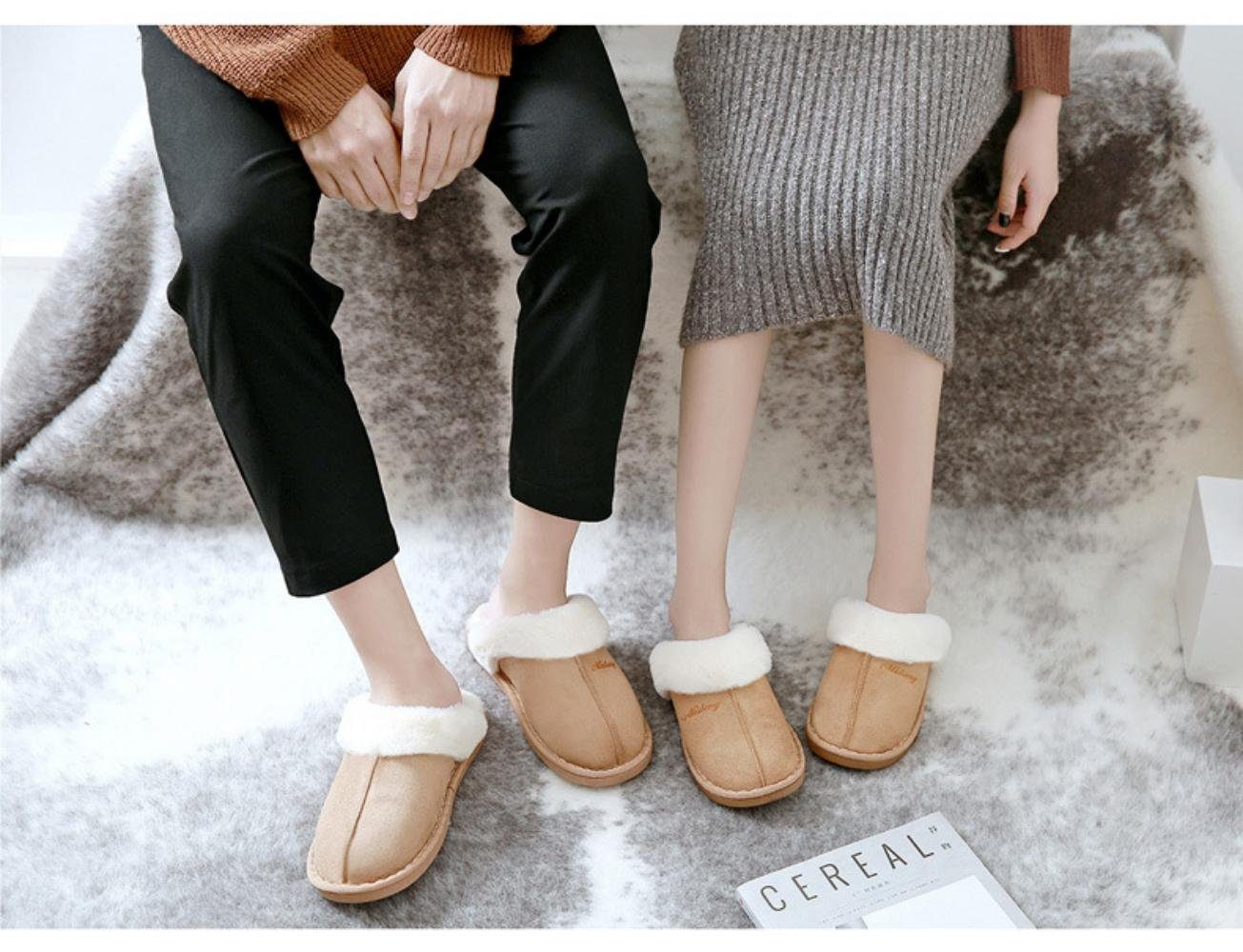 Blusmart Warme Hausschuhe Hausschuh (Anti-Rutsch Hausschuhe, Wärmeschuh, Winter Hausschuhe) Damen&Herren rutschfeste Baumwollschuhe Plüsch Hausschuhe