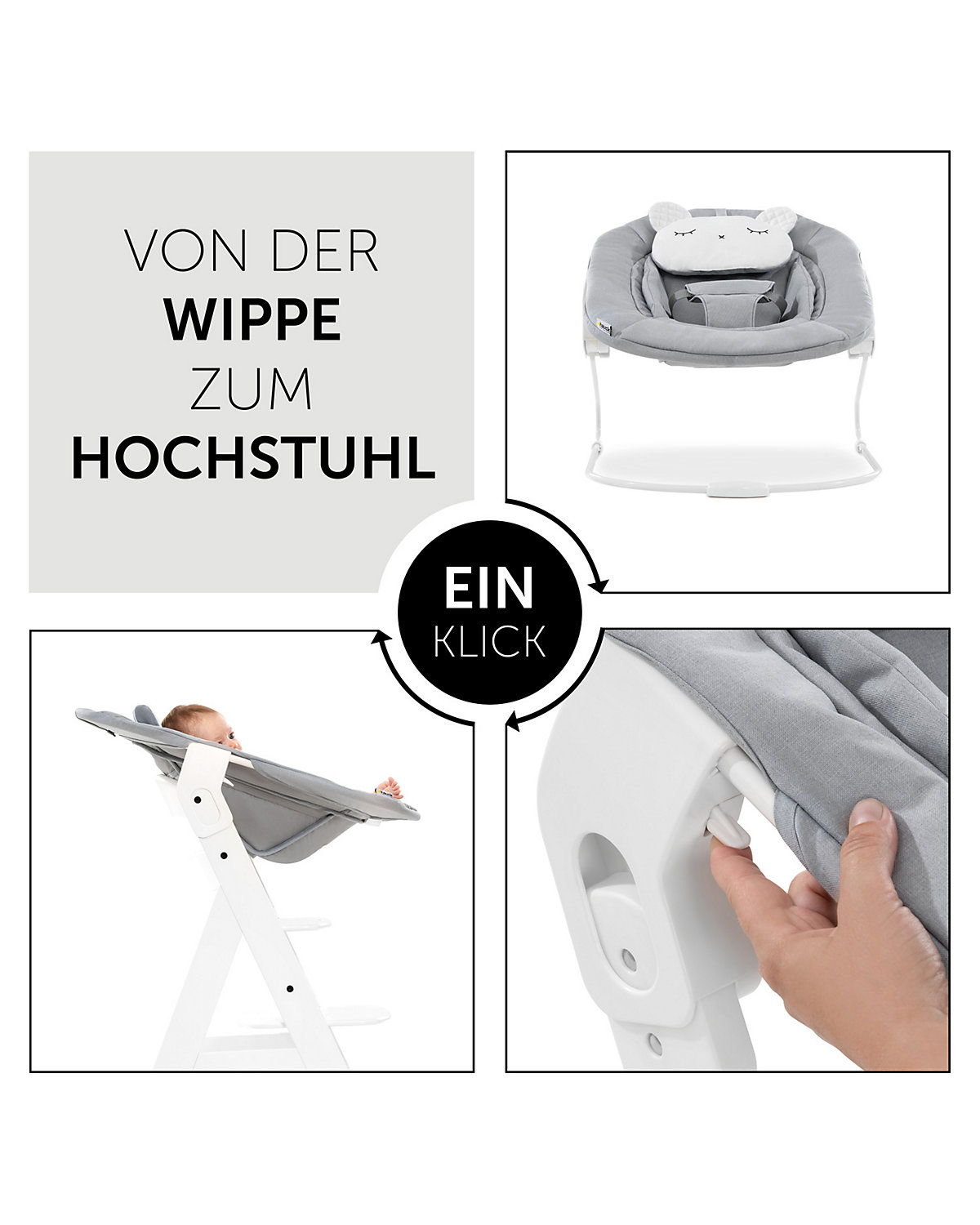 Bouncer 2in1 für Alpha+ Hochstuhl Newborn Set, Pastel Bear Light Grey