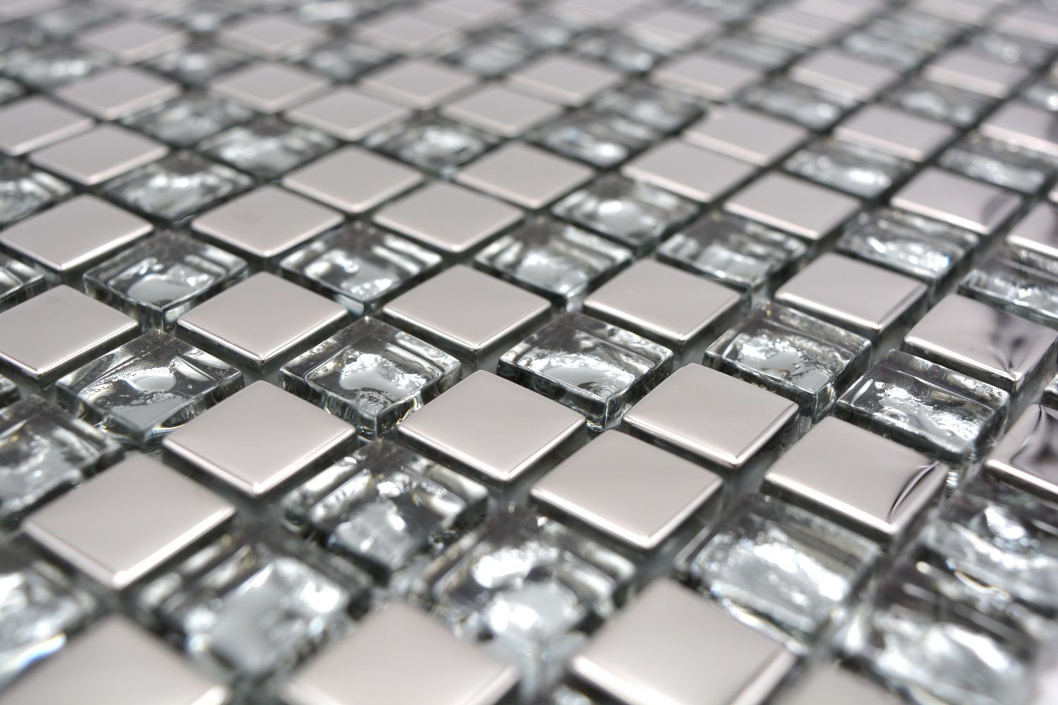 Mosani Mosaikfliesen Mosaikfliese Glasmosaik electroplated Silber Glas BAD WC Küche