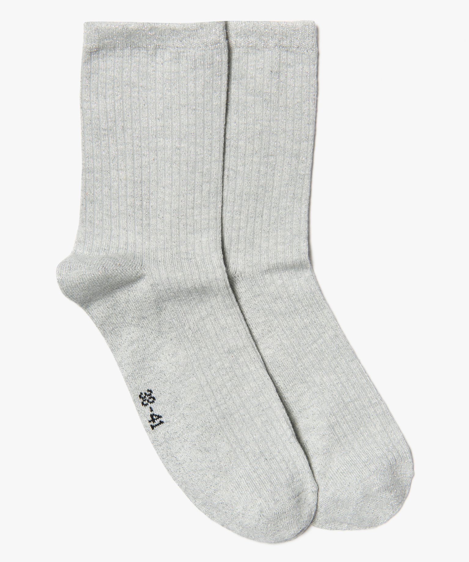 Chaussettes femme unies pailletées gris | GEMO
