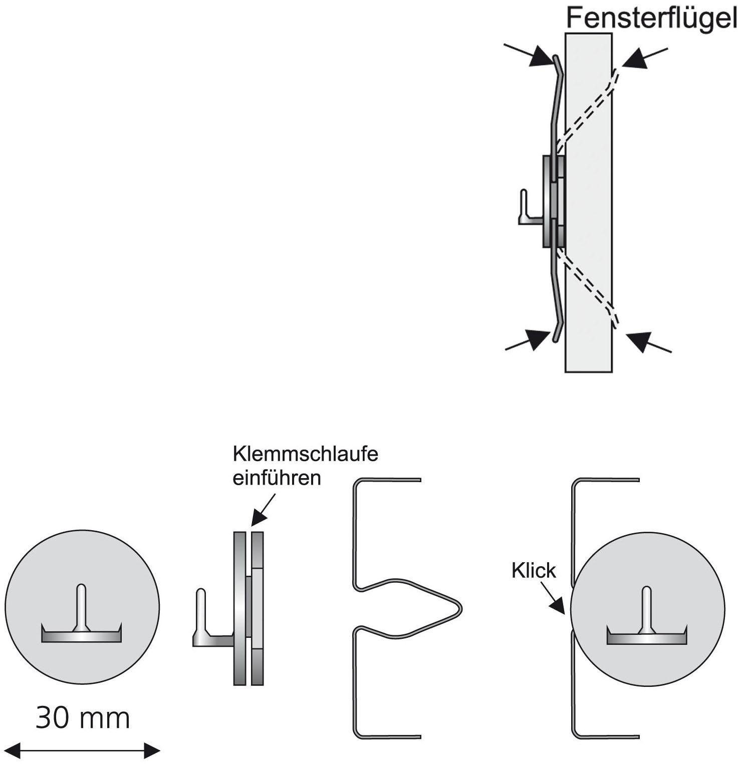 Klemmträger, Liedeco, Vitragen-Scheibengardinen, (Set, 2-tlg), für Vitragen-Scheibenstangen