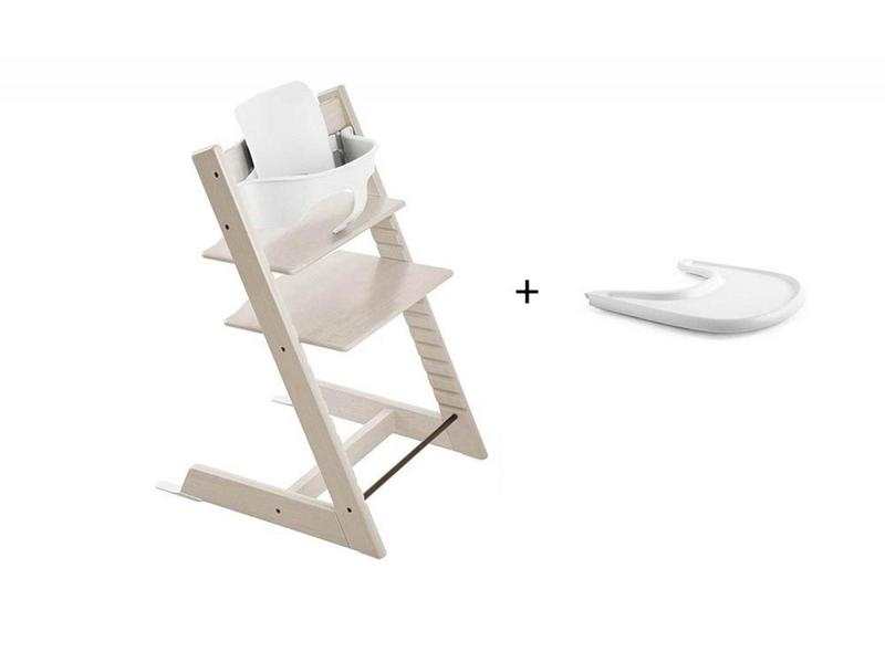 Pack chaise TRIPP TRAPP Blanchi avec Baby Set - Tablette OFFERTE