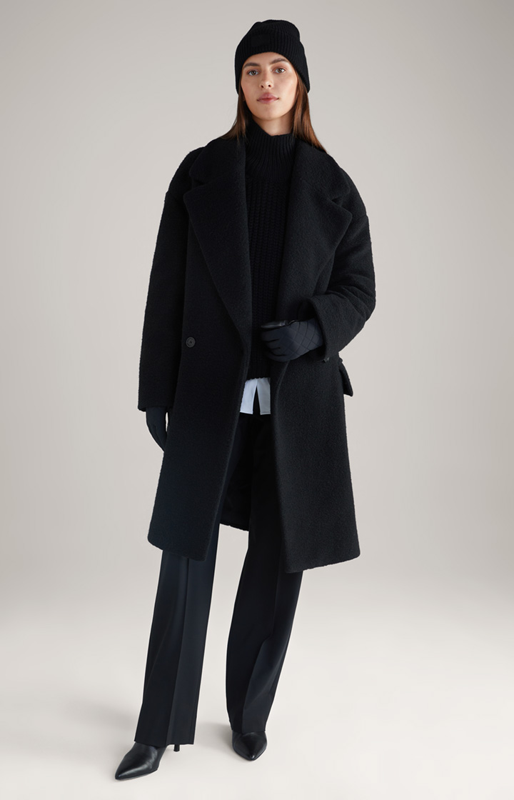 Wool-Blend-Mantel in Schwarz