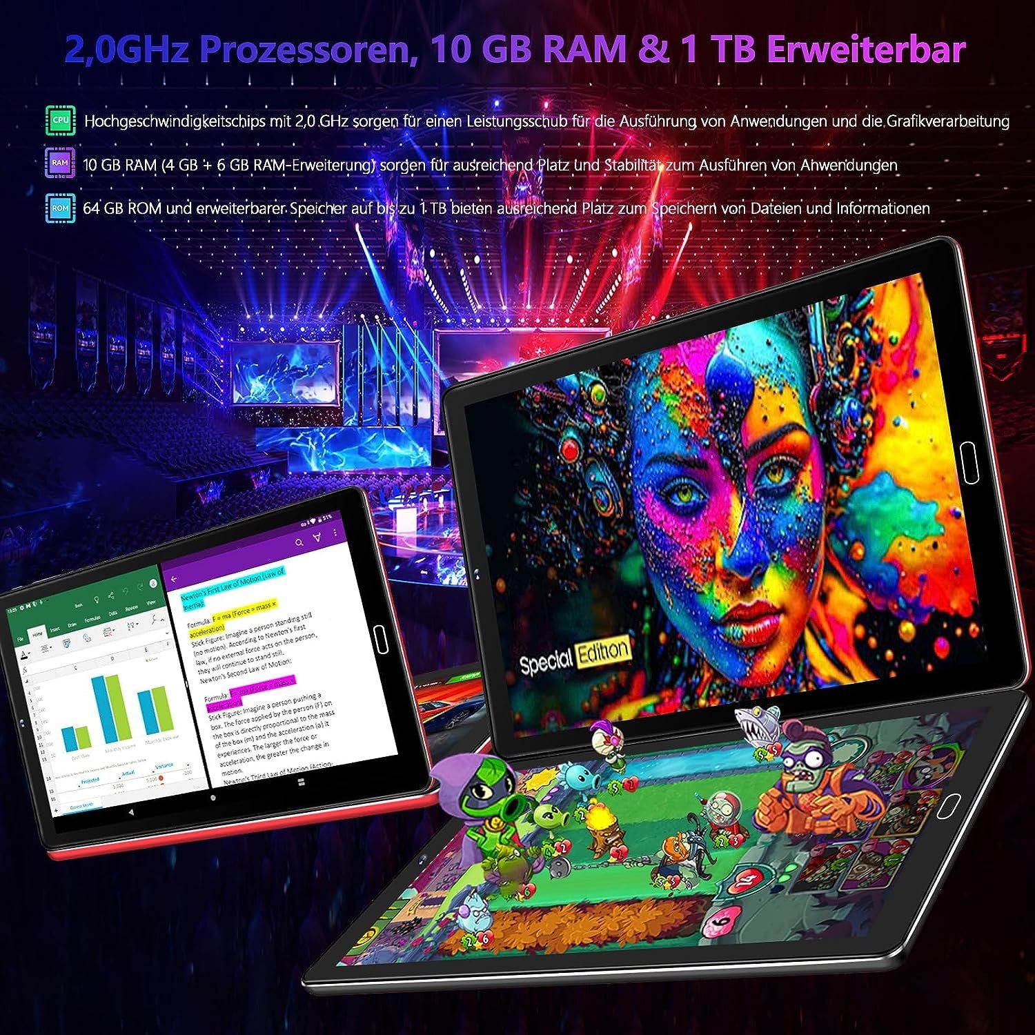 GOODTEL Tablet 10 Zoll Android 13 PC 10GB RAM+64GB ROM, (TF 1TB),WiFi, 5G/2 Tablet (10