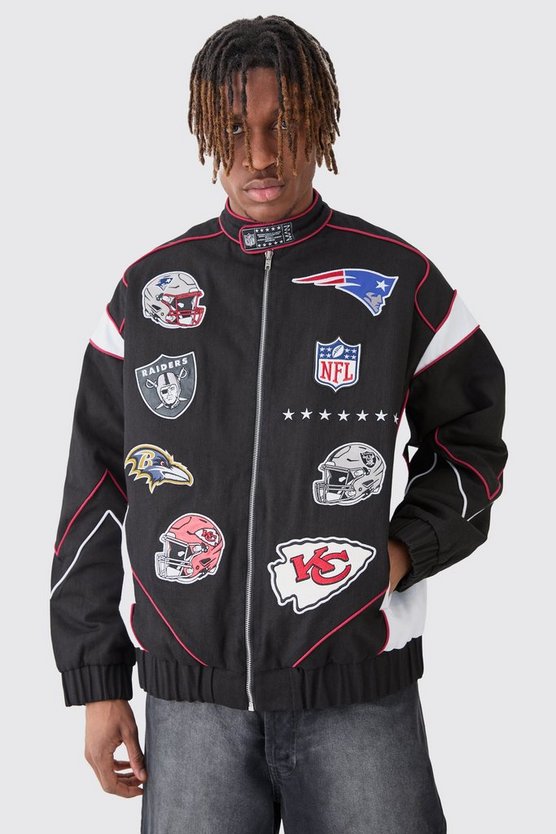 Oversize Nfl PU-Jacke mit Applikation