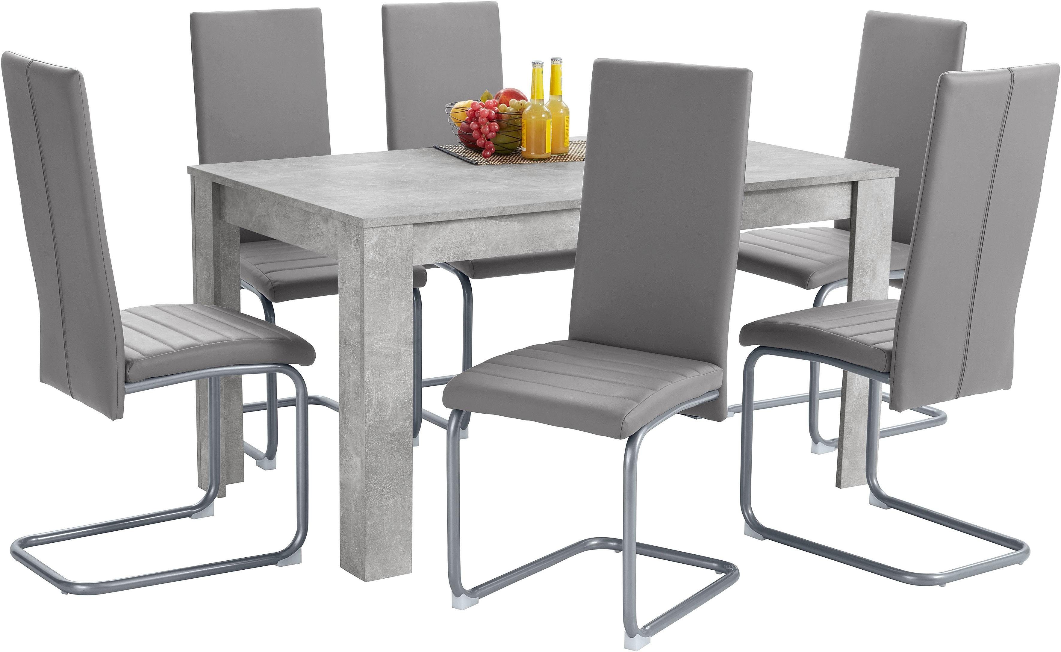 Homexperts Essgruppe Nitro, (Set, 7-tlg), Tisch - Breite 140 cm + 6 Stühle