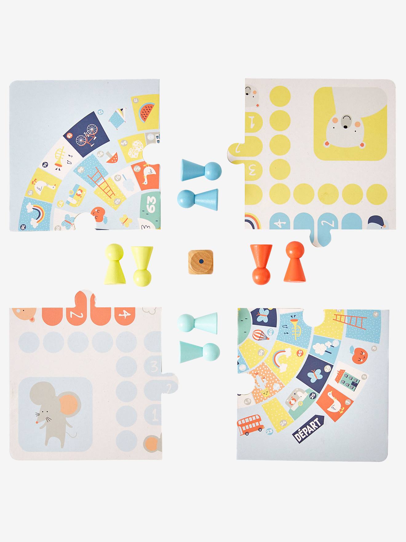 Jeu de l'oie et petits chevaux FSC® multicolore