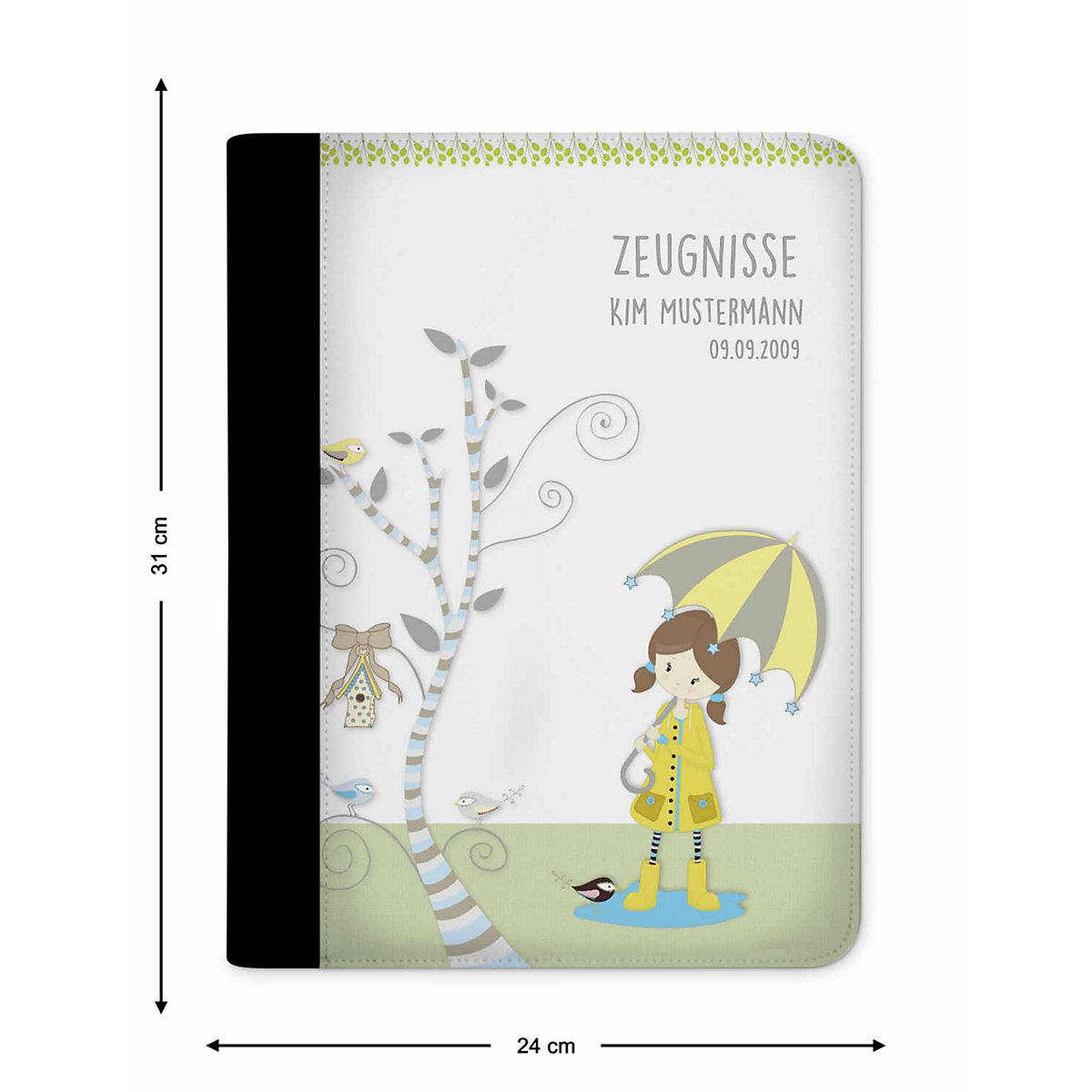 Zeugnismappe / Dokumentemappe mit Name personalisiert Regenmädchen