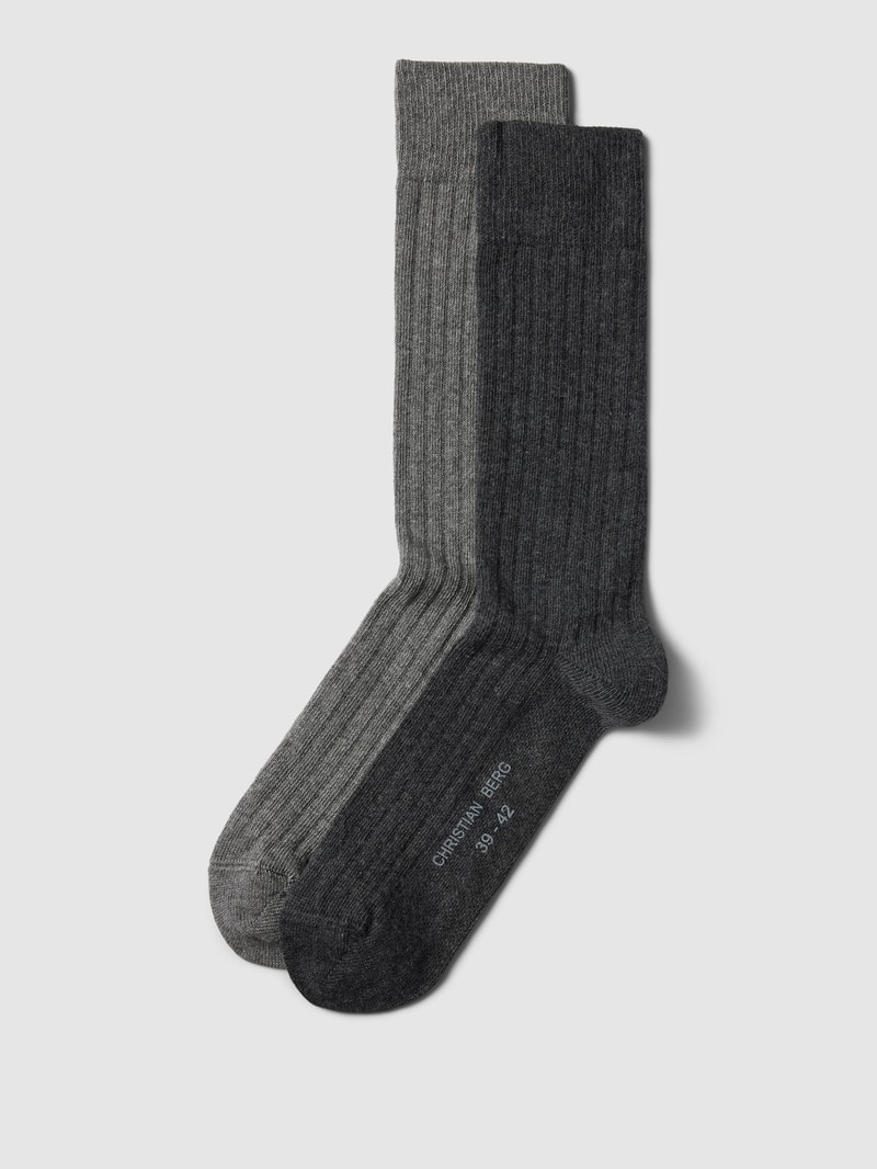 Socken mit Label-Detail im 2er-Pack in dunkelgrau meliert