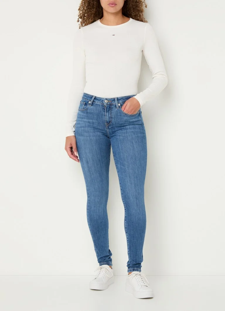 Blugi Tommy Hilfiger Como Skinny, talie medie, decolorare medie