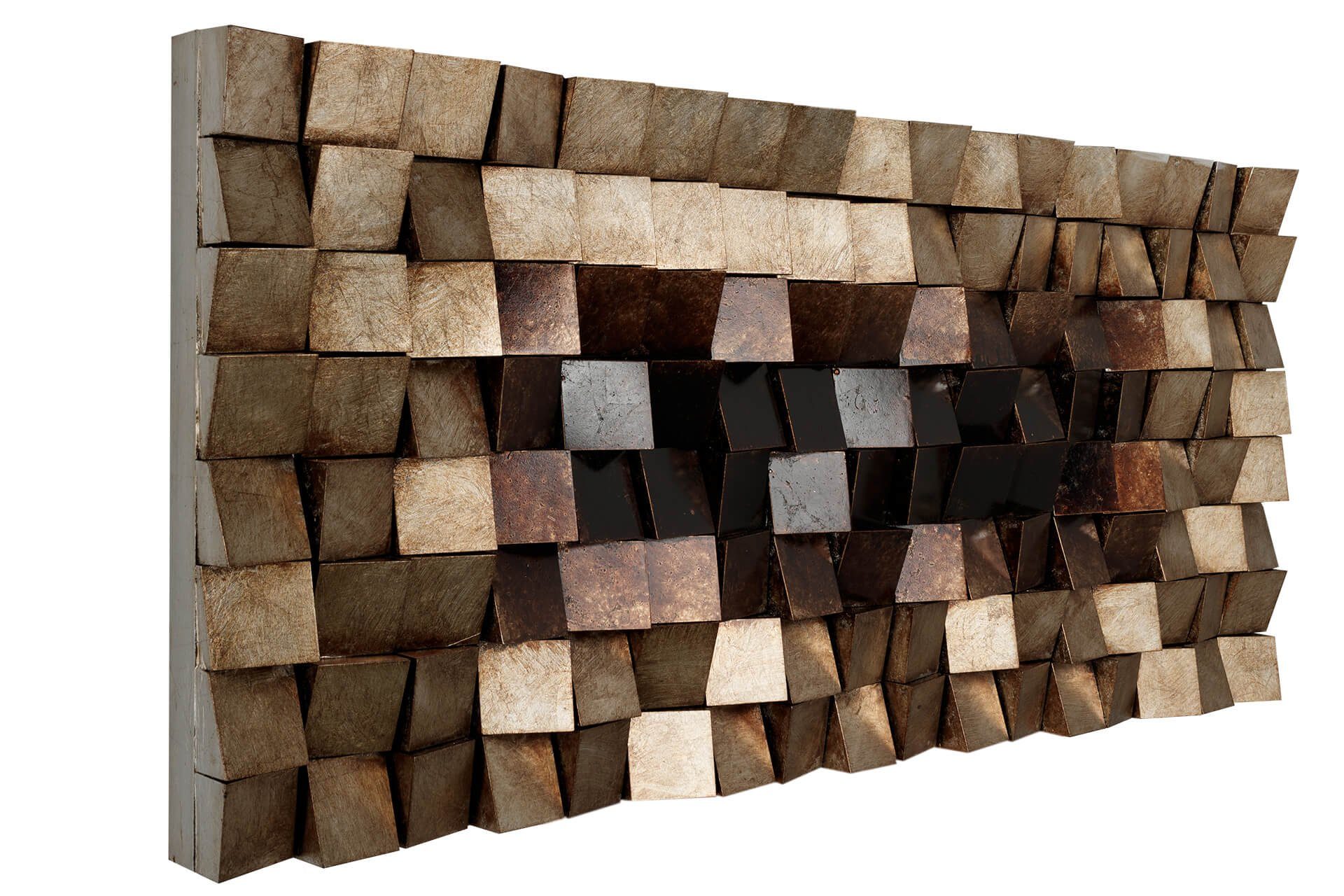 KUNSTLOFT Wandbild Lustrous Pixel, handgefertigtes Wandbild mit 3D Effekt